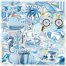 50 Sheets Blue Ocean Marine Creature Waterproof Vinyl Stickers Fresh Aesthetic Decals For Tumbler Notebook Fridge Luggage DIY Decor - 50 PCS - View 9