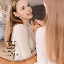 1件裝「You Are Kind, Smart, Beautiful, Enough」自我愛勵志語錄貼紙，可重複使用 PVC 靜電吸附玻璃貼，適合青少年女孩浴室梳妝台美學房間裝飾 - 文字貼紙 - 查看 2