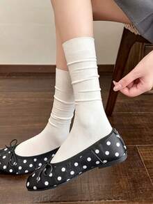 1/2 Pairs Y2K Sweet Cool Style Solid Color Slouch Knee-High Socks, Japanese JK School Style - Multicolor - View 6