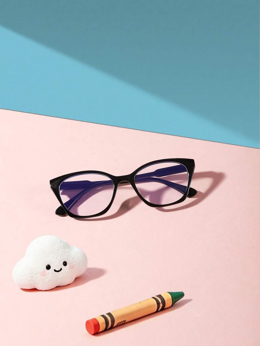 1PC Boys Girls Cat Eye Plain Glasses, Solid Color Gradient Cool ...