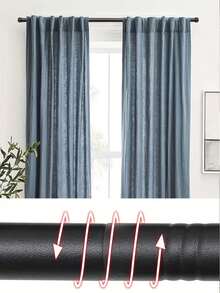 0.98 Inch Curtain Rod, Classic Multi-Function Small Flat Head Decorative Rod Finial, Available In Black With Multiple Sizes, Curtain Rod Bracket Accessory Set, Easy Installation, Sturdy And Durable. Can Be Paired With Curtains And Sheer Curtains - 1PC - View 5