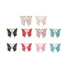10PCS Stereo Alloy Butterfly Nail Charms, Metal Butterfly Nail Decor Inlaid With Pearl, Fashion DIY Nail Art Accessories For Manicure Design - Pink - View 2