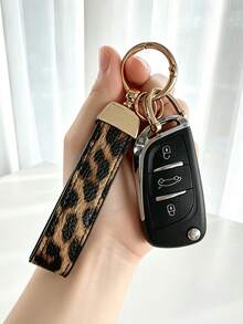 Fashion Leopard Print Keychain Pendant, Unisex Keyring/Red Black White Car Keychain/Creative Open Ring Keychain/Exquisite Women's Keyring With Standard Lanyard, Suitable For Any Car Model, Universal And Versatile - Leopard Print - View 8