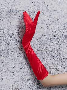 1 Pair New Minimalist Solid Color Mid-Length Party Gloves, Casual Fabric - Hot Pink - View 21