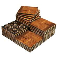 20 Piezas Pisos de Madera Carbonizada para Exterior 30x30cm Deck Impermeable para Jardín, Terraza, Balcón o Interior, Piso Laminado Pino de Alta Resistencia, Antideslizante y Anticorrosión - 12 madera aceitada - Ver 1