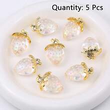5pcs Cute Multicolor Strawberry Acrylic Pendant Handmade DIY Jewelry Pendant Material Necklace Bracelet Accessories - Acrylic Strawberry Pendant - View 15