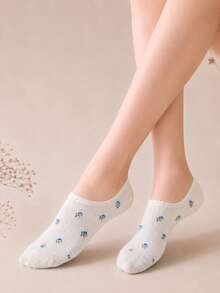 4 Pairs Random Spring/Summer Ditsy Floral Women's Invisible Socks, Casual Home Gathering Gift - Multicolor - View 2