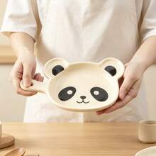 1pc Cute Panda Shaped Ceramic Plate With Handle, Cartoon Animal Baking Dish, Breakfast Small Serving Tray For Desserts, Snacks, Nuts, And Fruits, Creative Animal Shaped Kitchen Tableware - Multicolor - View 9