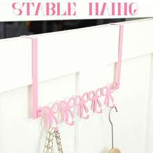 Pink Bow-Shaped Metal Hook, Designed For Behind-The-Door Use, Suitable For Girls' Room, Closet, Living Room, Bathroom And Bedroom, Space-Saving And Decorative - Pink - View 6