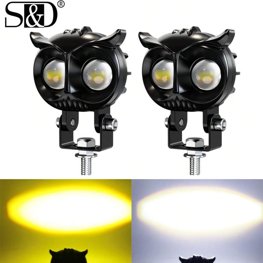 S&D 摩托車 3 吋 LED 霧燈 6000K 3500K 越野駕駛燈 30000 流明 輔助探照燈 工作燈,適用於卡車與汽車 - White and yellow - 查看 1