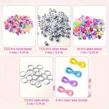285pcs Keychain DIY Set, Creative Heart Beads Gift Set, Random Letter Beads Keychain Material Kit, Key Ring Accessories, Birthday Party Small Gifts, Includes Beaded String And Connecting Rings, Suitable For Mother's Day, Back To School, Birthday Gifts - Multicolor - View 6