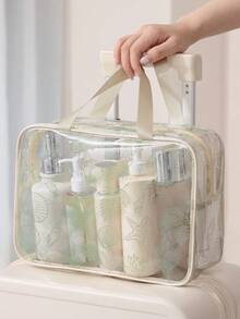 Multifunctional Toiletry Bag, Transparent PVC Makeup Bag, Portable Large Capacity Travel Transparent Makeup Bag, Zippered Makeup Box, Makeup Beauty Storage Bag, Handheld Toiletry Bag, Beach Bag, Makeup Brush Storage Bag, Towel Storage Bag, Beach Accessories, Home Decor Essential, Bohemian Style, Suitable For Holiday Beach Use, Bathroom Storage, Bedroom Storage - Ocean World - View 8
