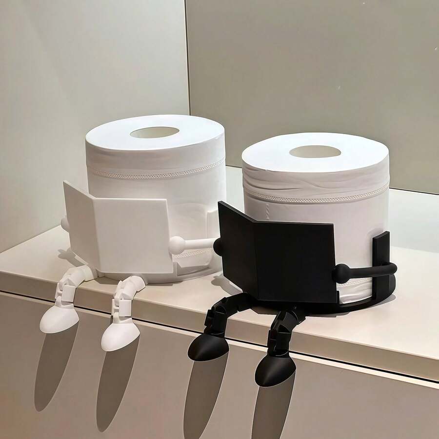 1pc Creative Funny Toilet Paper Holder, Reading Thinker Design, Unique Playful Bathroom Decor, ABS Plastic, Suitable For Toilet Paper Storage, Bathroom Organization, Quirky Home Decor And Desktop Storage - Multicolor - View 1