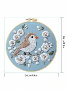 1件 20*20cm/7.9*7.9in 可愛小鳥刺繡套件，DIY手工刺繡套裝，適合成人初學者，居家禮物，女性縫紉禮物，包含使用說明書、印花布料、刺繡框、針與線 - A - 查看 4