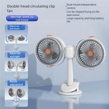 OBOVAY Dual-Head Clip-On Circulating Fan, Built-In 800mAh Rechargeable Battery, 3-In-1 Clip/Wall-Mount/Desktop Use, Adjustable Dual Fan Heads, Suitable For Dorm, Office, Stroller, RV, Camping, Bedroom, Rental Apartment - Clip-on & Desk Combo - View 10