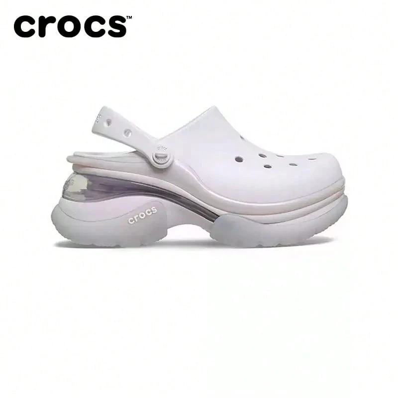 Crocs Hollow Out Clogs Super Little Dolphin Versatile Comfortable Thick Sole Height-Increasing Breathable Clog Shoes Women's Grape Ice 212811-5DK - 212811-5DK - View 1