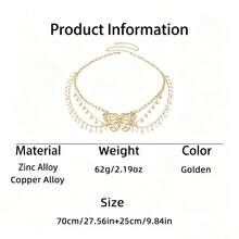 Cadena de cintura sexy de moda multicapa para mujeres, joyería de cintura elegante y versátil con colgante de mariposa & margarita (sin caja de regalo) - Amarillo Oro - Ver 11