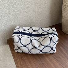 1pc Black And White Geometric Pattern Makeup Bag, Zipper Portable Cosmetic Pouch, Multi-Functional Travel & Daily Storage Bag - Makeup Bag - View 19
