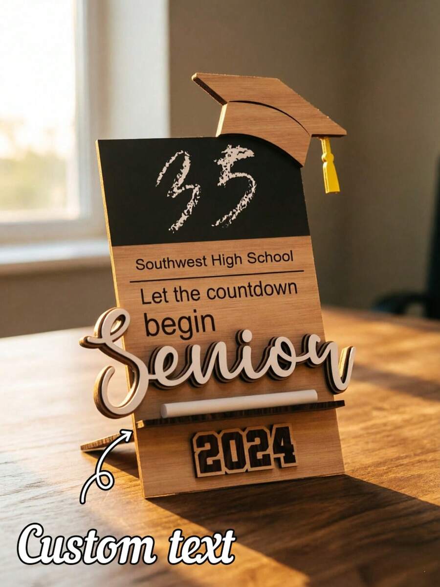 Personalized Graduation Countdown Blackboard Sign, Customized Senior Graduation Days Board, Customized School Name Decor, Graduation Party Display, Graduate Gift, Student, Class Of 2026, Graduation Keepsake, Senior Gift, Classroom Decor - C-graduation Countdown Sign - View 1