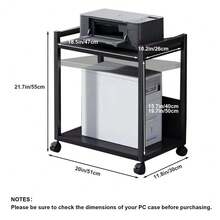 Techigher PC Ständer mit Rollen höhenverstellbar, 2/3 Ebenen Computer Tower Ständer aus Metall, mobiler PC Wagen & CPU Halterung unter Schreibtisch mit Stauraum - Verschiedenfarbig - Übersicht 7