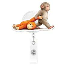 1PC Acrylic Cute Monkey Retractable Badge Holder Couple Pendant Easy Pull Clip Monkey Badge Clip - Multicolor - View 11