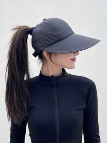 Women's Summer Quick-Dry Wide Brim Sun Hat, Half-Open Top Design, Suitable For Ponytail, UV Protection, Breathable, Suitable For Hiking, Travel And Beach - Multicolor - View 6