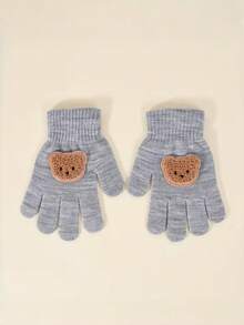 1 Pair Cute Bear Pattern Knitted Warm Gloves - 1Pair - View 8