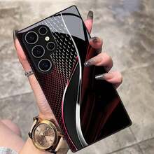 [24h Shipping From DE/FR/ES]Apple 11-17  21-26 Ultra Phone Case: Dark Red Wave Print Design, Compatible With Galaxy, Drop-Proof Tempered Glass Protective Cover - 1 Piece Of Picture Color - View 7