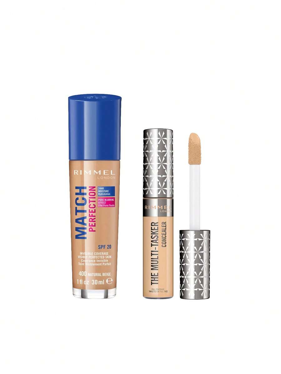 Rimmel [組合包] Match Perfection 粉底液 自然米色 400 中性 30ml + The Multi-Tasker 保濕遮瑕膏 030 淺色 10ml - 400 自然米色中性色+030 淺色 - 查看 1