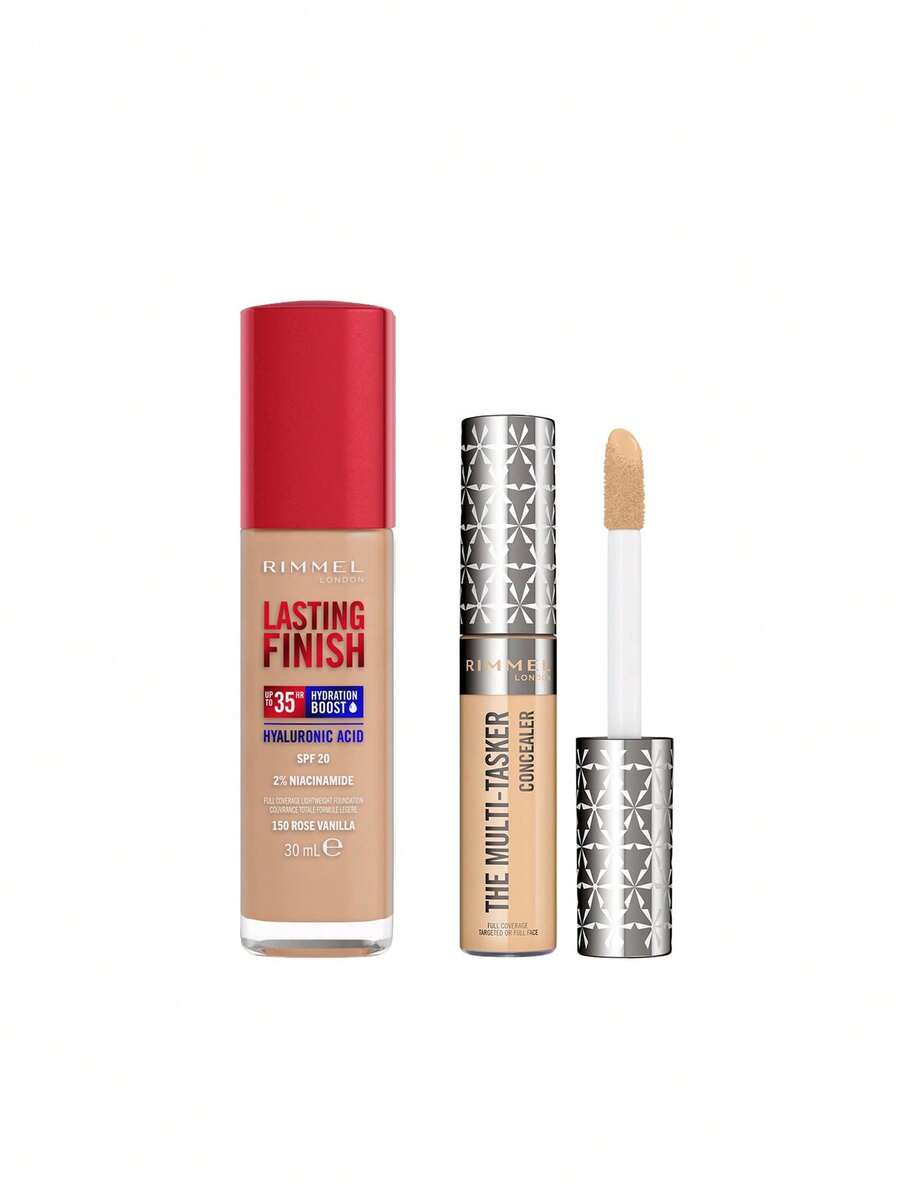 Rimmel [حزمة] كريم أساس Lasting Finish 35 Hour 150 Rose Vanilla 30 مل + خافي عيوب The Multi-Tasker المرطب 030 Light 10 مل - 150 روز فانيلا + 030 لايت - مشاهدة 1