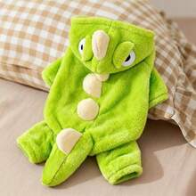 Cute Little Dinosaur Winter Puppy Clothes, Thick Warm Autumn/Winter Style For Bichon, Teddy, Schnauzer Pets - Green - View 6