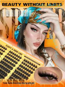 Manga Style Slim Curly Eyelash Clusters, Pointed Natural Fluffy Soft Eyelash Extensions, 10-18mm Mixed Length Lightweight DIY Cluster Lashes, Suitable For Daily Wear And Cat Eye Makeup - D - View 5