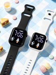 2件組青少年太空火箭 TPU 運動電子學生手錶，適合日常配戴 - 彩色 - 查看 4