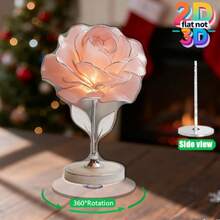 2D Soft Pink Rose Acrylic Stand With Base, Desktop Atmosphere Decor Gift, Rotating Rose Display, Romantic Floral Desktop Decoration, Acrylic Stand, Valentine's Day Gift, Atmosphere Desktop Ornament, 360° Rotating Decor, Bedroom Soft Furnishing, Anniversary Gift, Artificial Rose Ornament, Home Desktop Craft - A - View 3