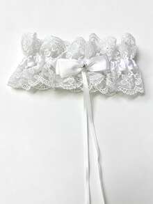 Bridal Garter Belt Lace Sexy Leg Ring Elastic Stocking Garter Satin Ribbon Bow Leg Band Wedding Leg Strap Party Accessory - Multicolor - View 2