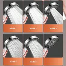 1pc Black/Silver Pressurized Handheld Shower Head, 5 Adjustable Water Spray Modes, Durable Water-Saving Plastic Shower Head, Modern Minimalist Universal Bathroom Accessory, Great Holiday Gift, Hose Not Included - 1 - View 4