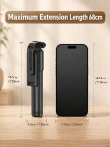 1pc Multifunctional Selfie Stick Tripod Combo, 68cm Extended Length, Bluetooth Remote Control For Remote Shooting, Horizontal And Vertical Screen Switching, Multi-Angle Adjustable, Portable Foldable Travel Live Streaming Selfie Tool - one-size - View 5