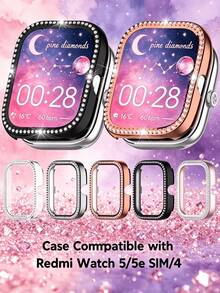 Bling Case Compatible With Redmi Watch 5/5e SIM/4 , Skeleton Frame Protection Flexible PC Watch Bumper Cover Anti Scratch - Watch 5/5e SIM/4 - View 1