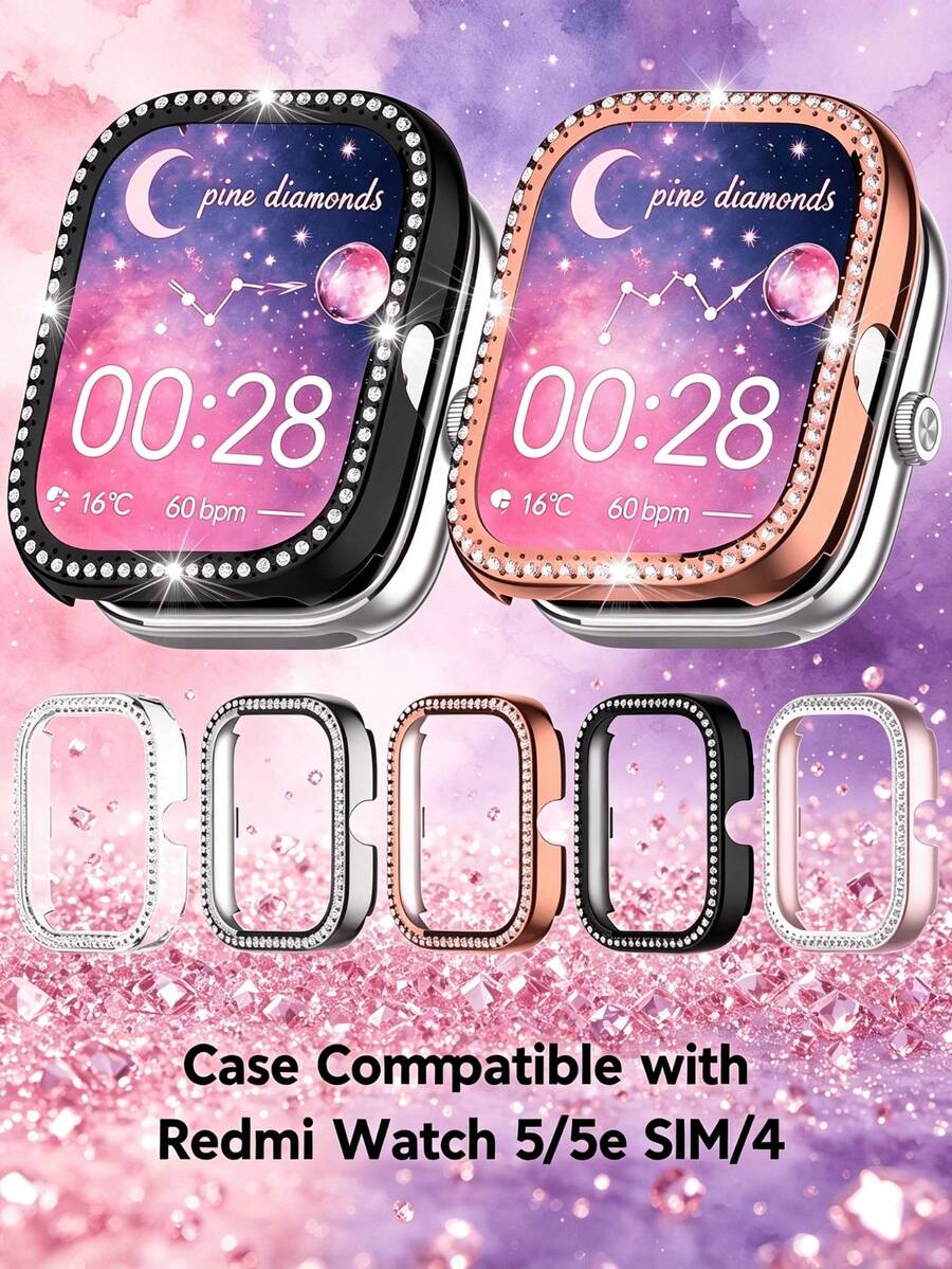 Bling Case Compatible With Redmi Watch 5/5e SIM/4 , Skeleton Frame Protection Flexible PC Watch Bumper Cover Anti Scratch - Watch 5/5e SIM/4 - View 1