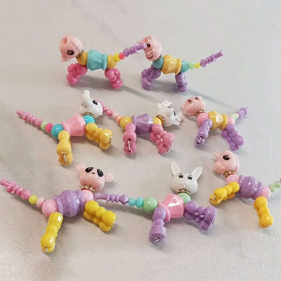 5PCS Colorful Bendable Recombined Animal Beaded Bracelet Kit With Color Bag, Creative DIY Twistable Convertible Versatile Wrist Ornaments, Multi-Color Splicable Beads For Various Shapes, Portable Storage Hand Jewelry, Daily Matching Decorative - Multicolor - View 1
