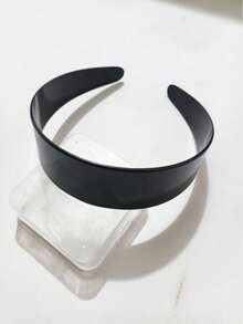3.8CM Flat Black Plastic Headband Blank, Minimalist Semi-Finished Plain Base - Black - View 3