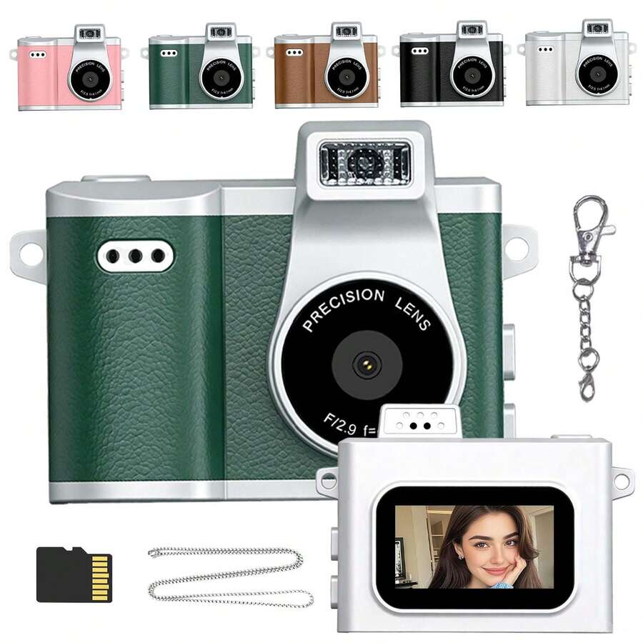 Mini Retro Keychain Camera,1080P HD Digital Camera With Photo & Video Function,Portable Vintage Pocket Camera With Key Ring Design,Compact Travel Camera For Daily Recording,Creative Birthday Gift For Teens Adults - X8 Mini Camera - View 1