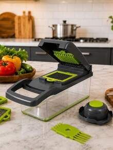 1 Set Multi-Function Vegetable Slicer, Multi-Function Fruit Slicer, Kitchen Accessories, Manual Food Chopper, Vegetable Slicer, With Storage Box And Blades, Onion Chopper, Potato Grater, Kitchen Gadgets, Dorm Essentials, Kitchenware - Multicolor - View 8