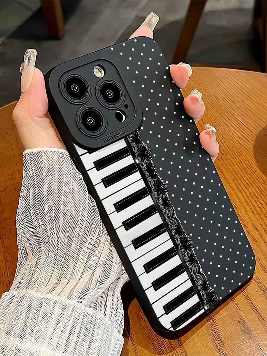 1件時尚個性化鋼琴蕾絲波點美學圖案黑色瞳孔手機殼,適用於 iPhone 16/16 Pro/16 Plus/15/15 Pro Max/15 Pro/11/12/13/14 Pro Max/12 Mini/13 Mini/11 Pro/11 Pro Max/12 Pro/12 Pro Max/13 Pro/13 Pro Max/14 Pro/14 Pro Max,軟殼頂級創意款 - 彩色 - 查看 1