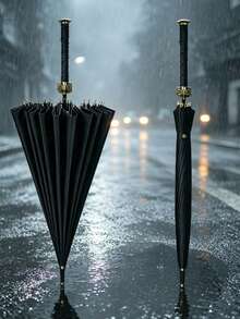 1PC Super Cool Samurai Style Umbrella, General Style Umbrella, Sword Long Handle Umbrella, Samurai Sword Style Parasol, Fashion Samurai/General Long Handle Umbrella, Waterproof Manual Open/Close, Automatic Long Handle Design, 8-Rib/16-Rib/24-Rib Steel Frame, Durable UV Protection - Straight-rib Umbrella - View 8