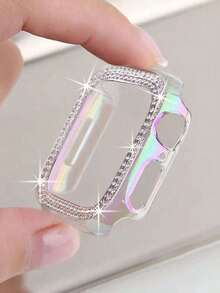 1pc Hard Frame Multi-Layer Diamond Iridescent Protective Case Cover Compatible With Apple Watch Ultra 3/2/1 Series SE, S10/S9/S8/7/S6/S5/S4/S3/S2/S1 Series, Protects From Scratches And Collisions, Iridescent Frame (No Screen Film), Embedded Crystal Jewelry Diamond Sparkling Decoration Protective Case 38mm 40mm 41mm 42mm 44mm 45mm 46mm 49mm High-End Luxury Dazzling Young Fashionable Girls Daily Outfit Accessory - Iridescent - View 15