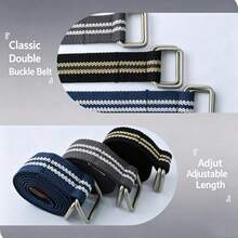Striped Vintage Polyester Fiber (Polyester) Belt All Seasons - Grey - View 3