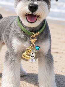 合金滴油雪拿里犬動物卡通 A-Z 字母鑰匙圈，藍色愛心與英文字母，寵物主題鑰匙環，適用於錢包、背包、汽車吊飾、耳機配件，男女皆宜，適合掛在包包上，適合作為送給朋友、家人、情侶、女友的重要禮物、節日紀念品、開學季、教師節、生日禮物 - 彩色 - 查看 8