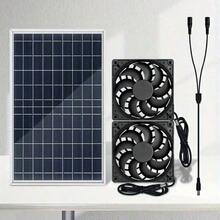 Solar Powered Outdoor Fan System, Includes Solar Panel Unit And Exhaust Fan, Suitable For Greenhouse, Shed Ventilation, Window, Yard, Pet Portable Cooling System, Small Space Air Circulation - Black - View 11