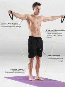 Portable Yoga Resistance Bands With Comfort Handles Tpe Elastic Fitness Rope For Men Women Yoga Pull Rope Fitness Stretching Rope For Home Workouts And Strength Training Pilates Body Shaping Workout Equipment Gym Essentials Accessories - Multicolor - View 9